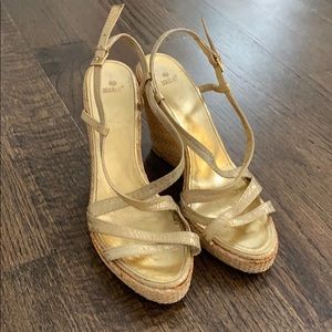 Zara gold basket weave platform shoes